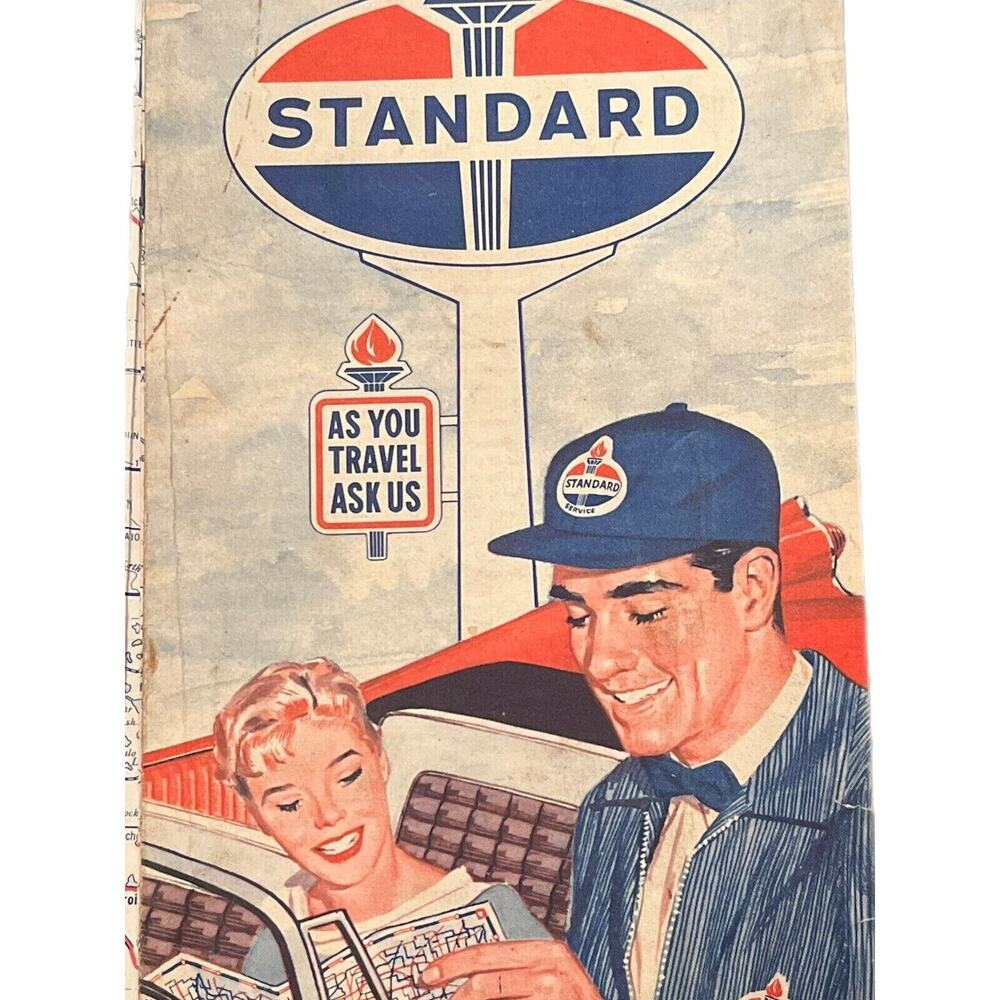 Vintage 1960'S Folded Road Map Minnesota Standard Amoco Utoco Oil Companies SEE